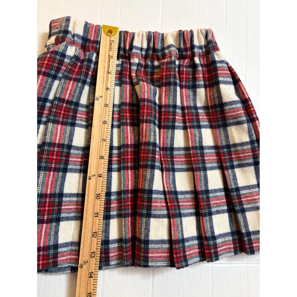Mini Boden Girls Red White Blue Plaid Wool Blend Pleated Kilt Skirt Size 7-8Y